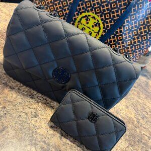 Willa Matte Large Shoulder Bag & Willa Matte Medium Wallet-Black